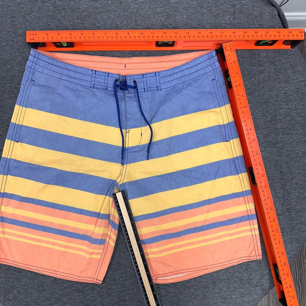Roundtree & Yorke Swim Trunks Striped Drawstring Swimwear Blue Shorts Size‎ 34 - Picture 3 of 11